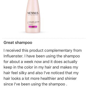 Photo uploaded to NEXXUS® COLOR ASSURE SHAMPOO FOR COLORED HAIR by elizabeth e.