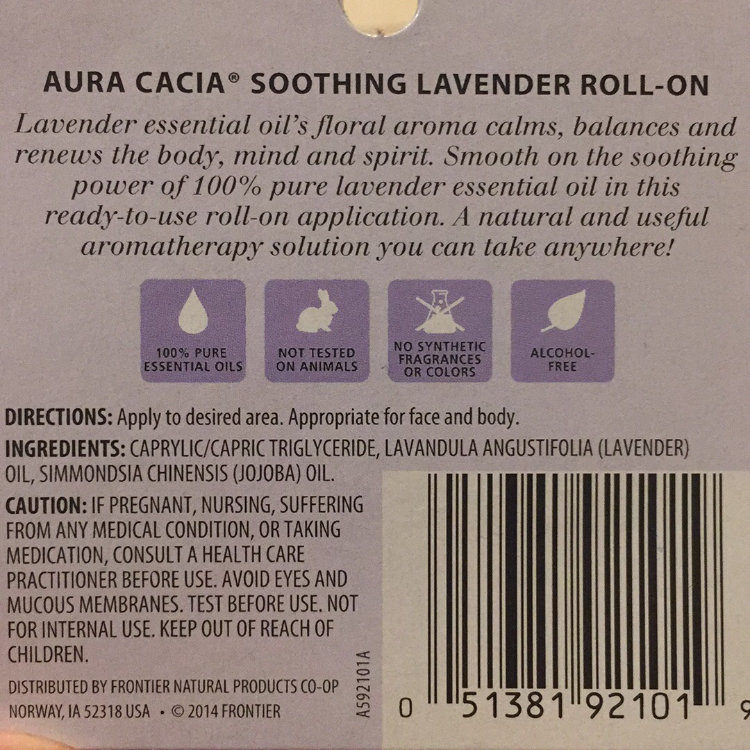 Aura Cacia Aromatherapy Roll-On Stick Soothing Lavender
