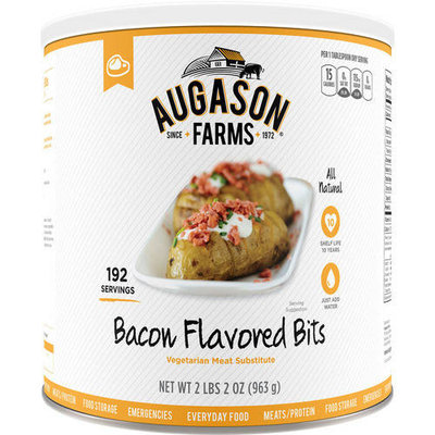 Augason Farms Emergency Food Bacon Bits Vegetarian Meat Substitute, 34 oz