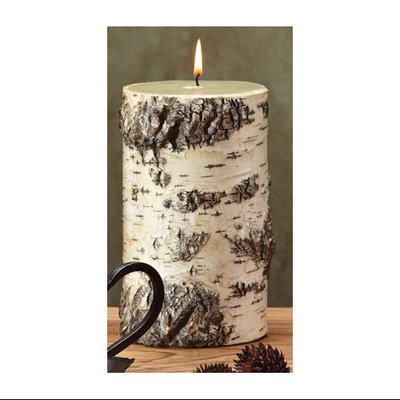 Cc Home Furnishings Pack of 4 Unique Birch Bark Mountain Scented Pillar Candles - 7