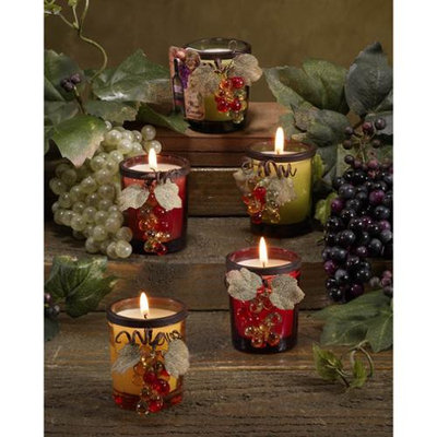 Cc Home Furnishings Club Pack of 12 Grapevine Embellished Votive Glass Scented Candles