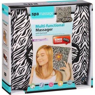 Spa Massage Multi-Functional Massager with Eyemask, Zebra, 2 pc