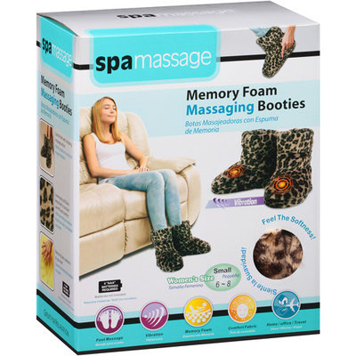 Spa Massage Memory Foam Massaging Booties, Leopard Small, 1 pr