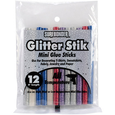 Surebonder 4in Mini Assorted Colored Glue Sticks in Green, Red, Blue, Gold and Silver (GL-12V)-12/Pa