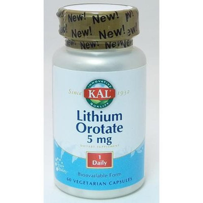 Kal Lithium Orotate 5 mg - 60 Vegetarian Capsules