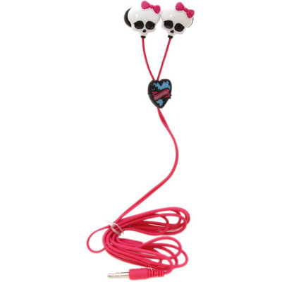 Sakar Monster High Skull In-ear Design Earbuds - 11348 - Stereo - Pink, White - Wired - Earbud - Binaural - Open