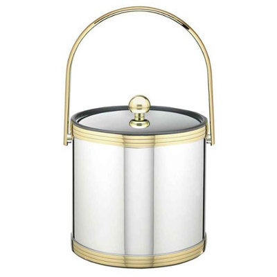 Mylar Polished Chrome & Brass 3qt Ice Bucket with Metal Cover