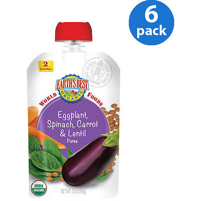 Hain Celestial Earth's Best World Foods Eggplant Spinach Carrot & Lentil - 3.5 ounce