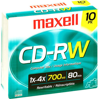 Maxell 4x CD-RW Media - 700MB - 10 Pack