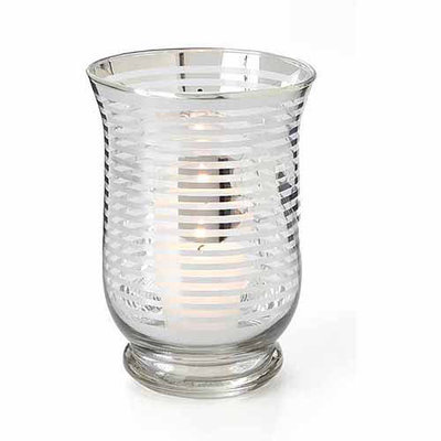 Teters Floral Products 4.25-inch x 4.25-inch x 6-inch Glass Hurricane with Silver Stripe (Pack of 6)