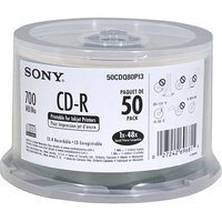 Sony 50CDQ80PI3 CD-R 48x 700MB Recordable Discs - 50-Pack