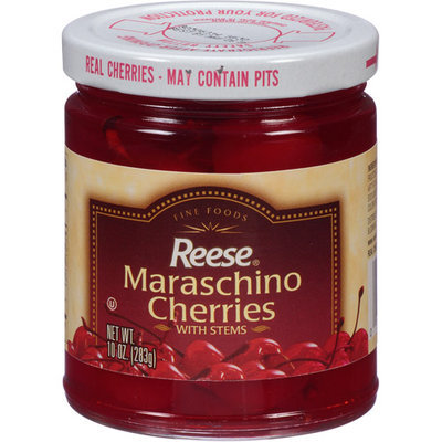 Reese Maraschino Cherries with Stems, 10 oz, (Pack of 12)