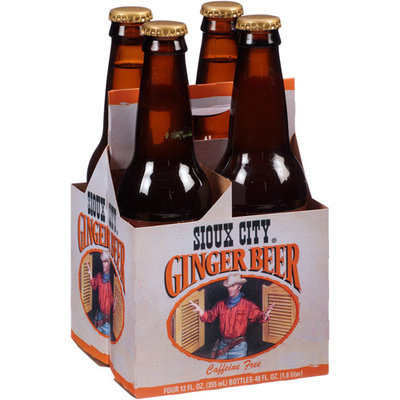 Sioux City Outrageous Ginger Beer Soda, 4 count, 12 fl oz, (Pack of 6)