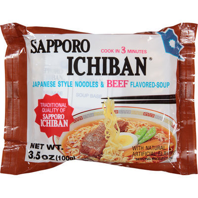 Sapporo Ichiban Beef Flavored Soup & Noodles, 3.5 oz, (Pack of, 24)