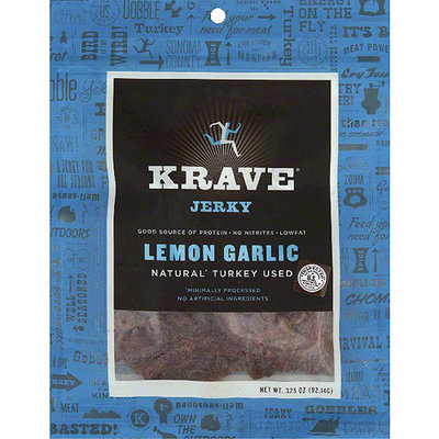 Krave Lemon Garlic Jerky, 3.25 oz, (Pack of 8)