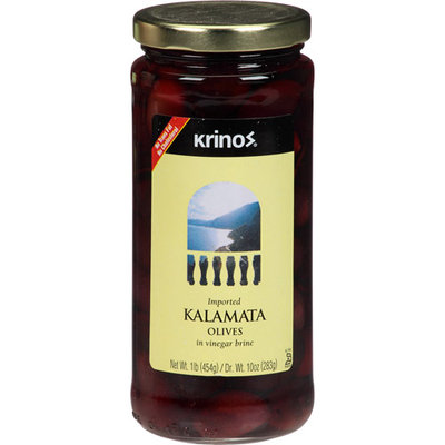 Krinos Kalamata Olives in Vinegar Brine, 16 oz, (Pack of 6)