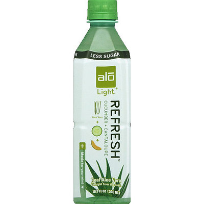 Alo Light Refresh Cucumber + Cantaloupe Aloe Vera Drink, 16.9 fl oz, (Pack of 12)