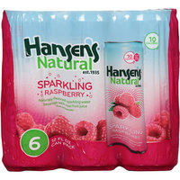Hansen's Naturals Raspberry Sparkling Water Beverage, 12 oz, 6 count, (Pack of 4)