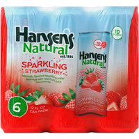 Hansen's Natural Sparkling Strawberry Beverage, 12 fl oz, 6 pack, (Pack of 4)