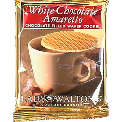 Lady Walton's White Chocolate Amaretto Chocolate Filled Wafer Cookie, 1 oz, (Pack of 30)