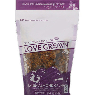 Love Grown Foods Raisin Almond Crunch Oat Clusters & Love, 12 oz, (Pack of 6)