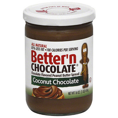 Better N Peanut Butter Better'n Chocolate Coconut Chocolate Flavored Peanut Butter Spread, 16 oz, (Pack of 6)