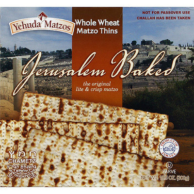 Yehuda Matzos Jerusalem Baked Whole Wheat Matzo Thins, 10.5 oz, (Pack of 6)