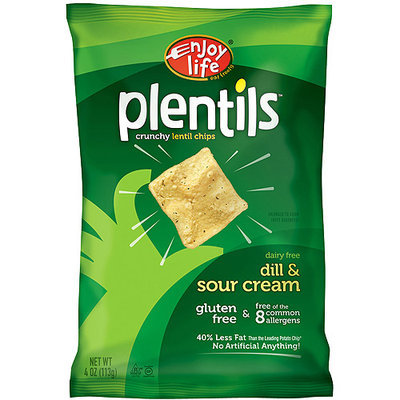 Enjoy Life Plentils Dill & Sour Cream Crunchy Lentil Chips, 4 oz, (Pack of 12)