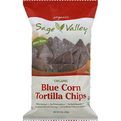 Sage Valley Organic Blue Corn Tortilla Chips, 9 oz, (Pack of 12)