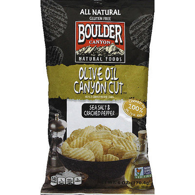 Boulder Canyon Olive Oil Canyon Cut Sea Salt & Cracked Pepper Potato Chips, 6 oz, (Pack of 12)