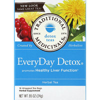 Traditional Medicinals EveryDay Detox Herbal Supplement Tea Bags, 0.85 oz, (Pack of 6)
