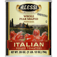 Alessi Whole Pear Shaped Italian Peeled Tomatoes with Basil, 28 oz, (Pack of 12)