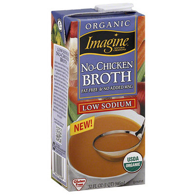 Imagine Organic Low Sodium No-Chicken Broth, 32 fl oz, (Pack of 12)
