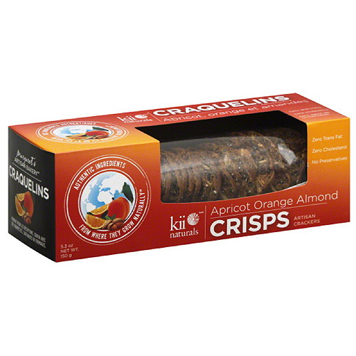 Kii Naturals Apricot Orange Almond Crisps Artisan Crackers, 5.3 oz (Pack of 12)