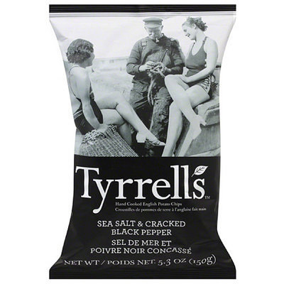 Tyrrell's Sea Salt & Cracked Black Pepper English Potato Chips, 5.3 oz, (Pack of 12)