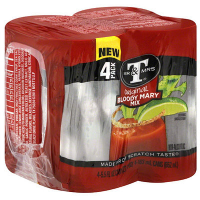 Mr & Mrs T Original Bloody Mary Mix, 5.5 fl oz, 4 pack, (Pack of 6)