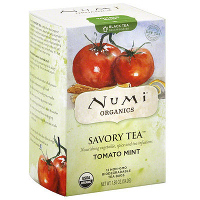 Numi Teas Numi Organics Savory Tea Tomato Mint Decaffeinated Black Tea Bags, 12 count, (Pack of 6)