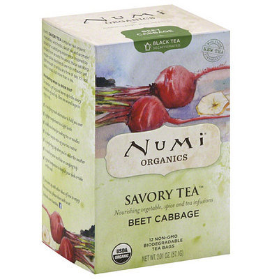 Numi Teas Numi Organics Savory Tea Beet Cabbage Decaffeinated Black Tea Bags, 12 count, (Pack of 6)