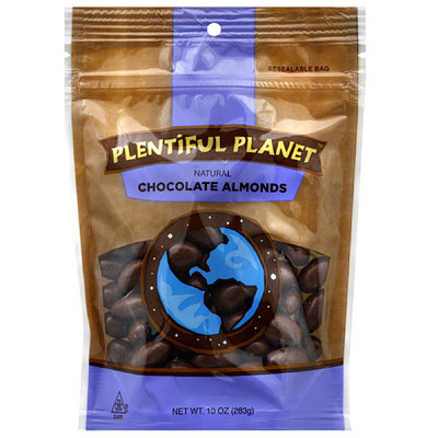 Plentiful Planet Natural Chocolate Almonds, 10 oz, (Pack of 6)