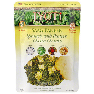 Jyoti Natural Foods Saag Paneer Spinach with Paneer Cheese Chunks, 10 oz, (Pack of 6)