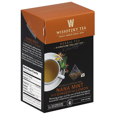 Wissotsky Wissotzky Tea Nana Mint with Ginger and Lemon Herbal Tea Bags, 16 count, 1.4 oz, (Pack of 6)