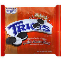 Paskesz Trios Double Cream Filled Chocolate Sandwich Cookies, 15.35 oz, (Pack of 12)