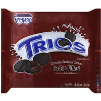 Paskesz Trios Fudge Filled Chocolate Sandwich Cookies, 15.25 oz, (Pack of 12)