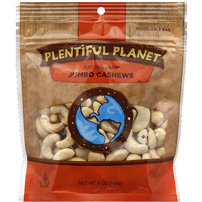 Plentiful Planet Raw Jumbo Cashews, 6 oz, (Pack of 6)