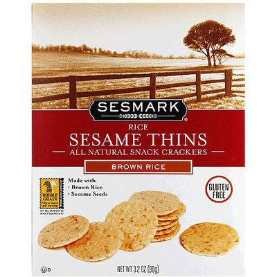 Sesmark Sesame Thins Brown Rice All Natural Snack Crackers, 3.2 oz, (Pack of 6)