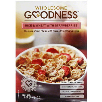 Wholesome Goodness Rice & Wheat with Strawberries Cereal, 12 oz, (Pack of 10)