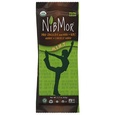 NibMor Mint Dark Chocolate Bar with Mint & Nibs, 2.2 oz (Pack of 12)
