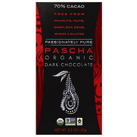 Pascha 70% Cacao Organic Dark Chocolate, 3.5 oz (Pack of 10)
