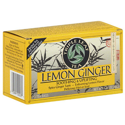 Triple Leaf Tea Lemon Ginger Herbal Tea Bags, 20 count, 1.41 oz (Pack of 6)