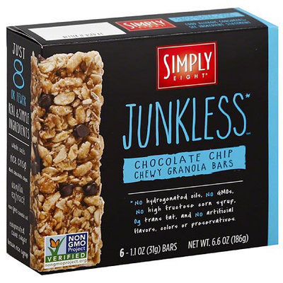 Simply Eight Junkless Chocolate Chip Chewy Granola Bars, 6.6 oz, (Pack of 8)